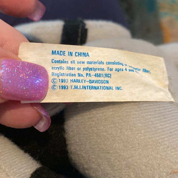 1993 Vintage  Official Harley Davidson Motorcycle Bulldog Plush Toy mascot - Picture 7 of 7